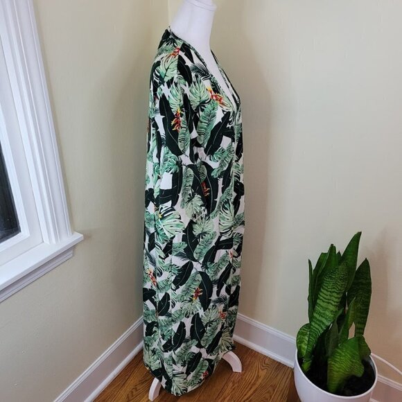 Rachel Zoe Tropical Print Maxi Kimono Swim Suit Beach Cover-Up Duster One Size - Picture 8 of 14